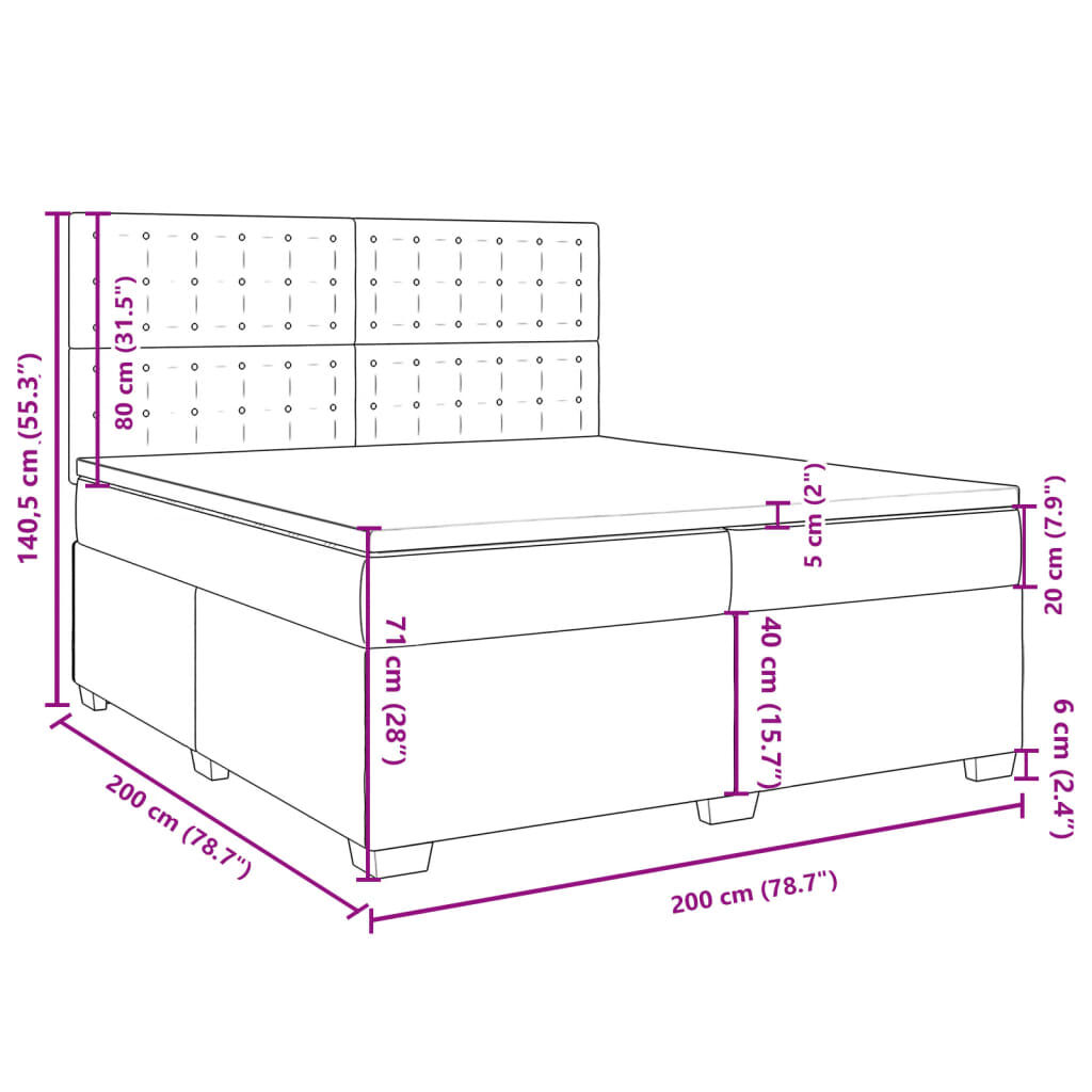 vidaXL Κρεβάτι Boxspring με Στρώμα Λευκό 200x200 εκ. Συνθετικό Δέρμα