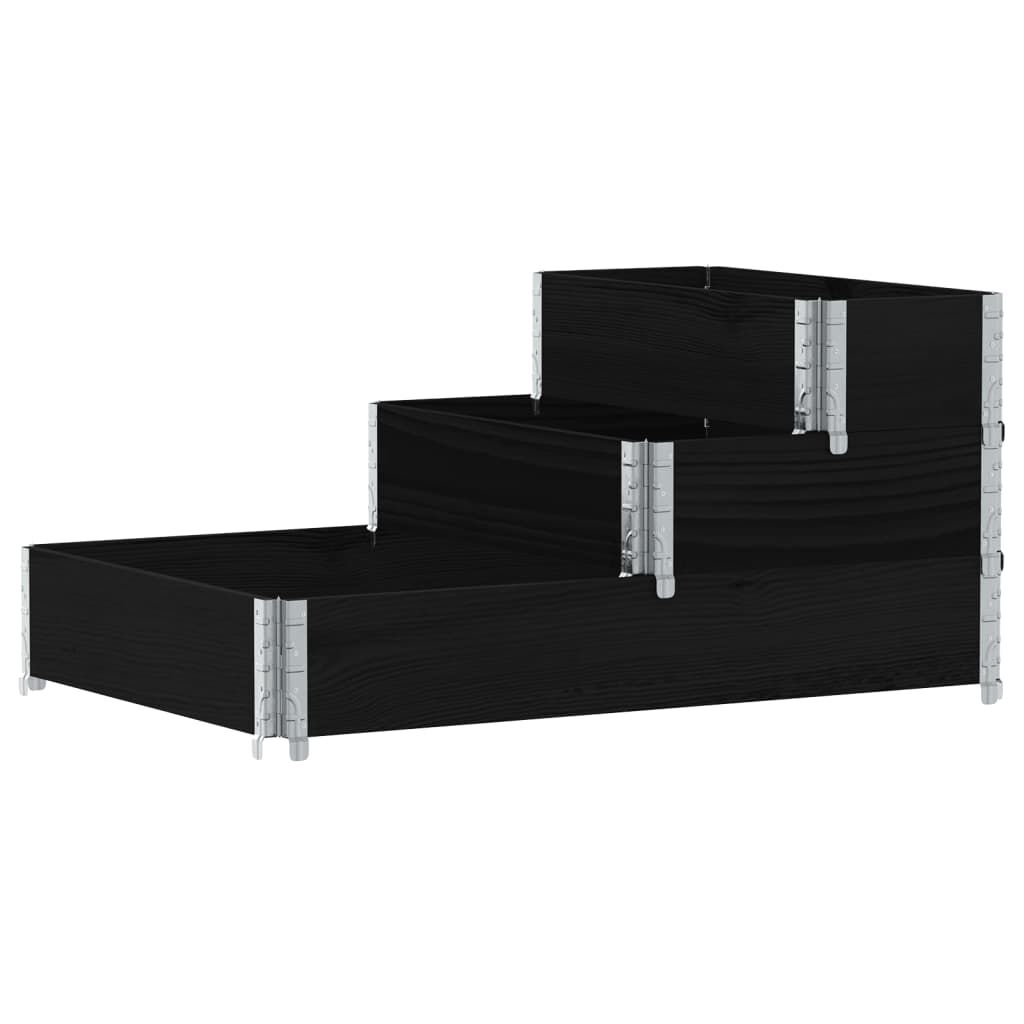 vidaXL Ζαρντινιέρα Υπερ. 3 Επιπέδων Μαύρη 120x80 εκ. Μασίφ Ξύλο Πεύκου