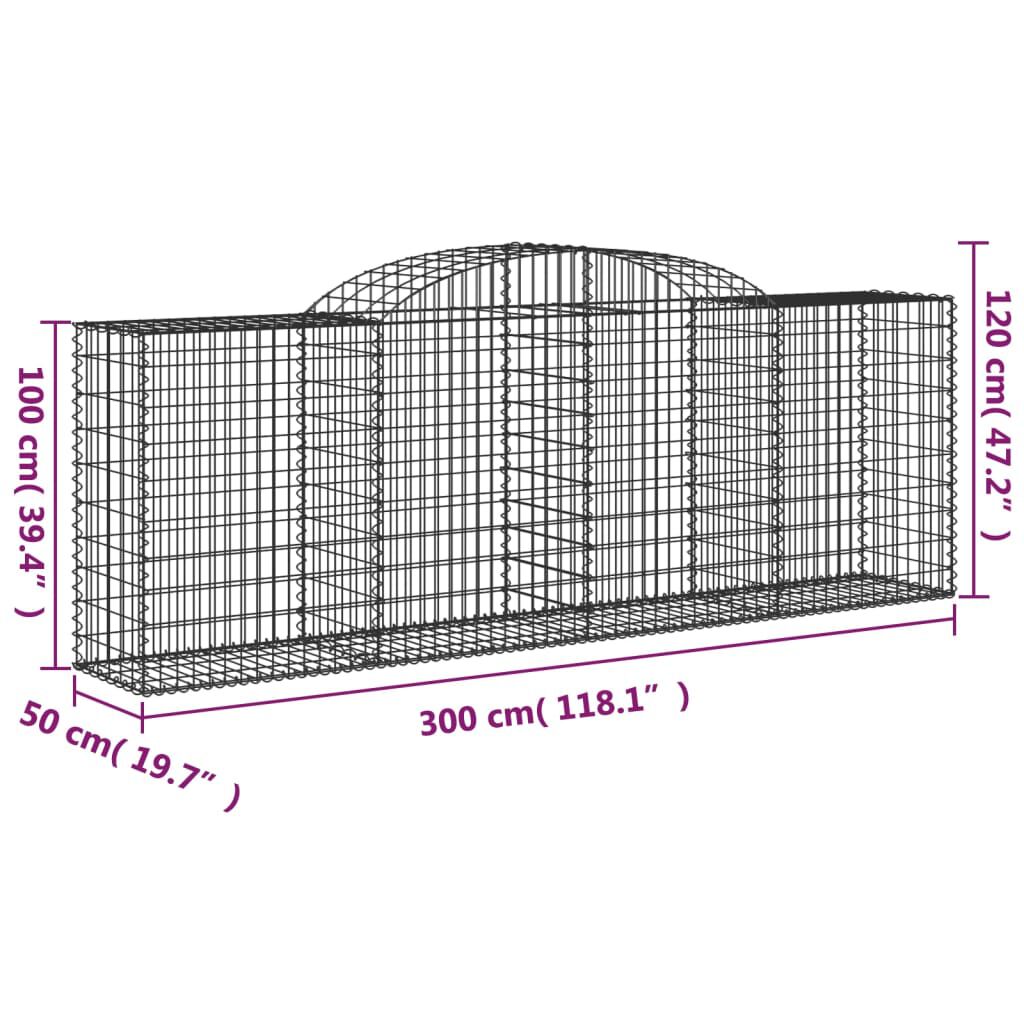 vidaXL Συρματοκιβώτια Τοξωτά 11 τεμ. 300x50x100/120 εκ. Γαλβαν. Ατσάλι