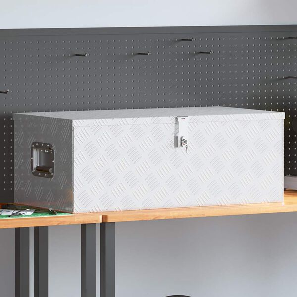 vidaXL Κουτί Αποθήκευσης Ασημί 90x47x33,5 εκ. από Αλουμίνιο