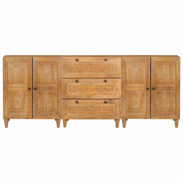 vidaXL Πλαϊνό γραφείο 3 pcs Καφέ 60 x 33 x 75 cm Μασίφ ξύλο μάνγκο