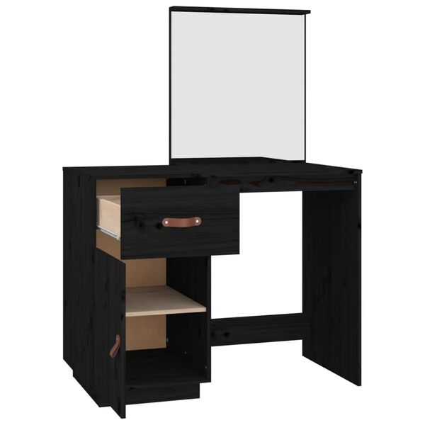 vidaXL Μπουντουάρ Μαύρο 95x50x134 εκ. Μασίφ Ξύλο Πεύκου
