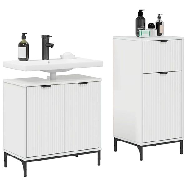 vidaXL Σετ Επίπλων Μπάνιου 2 pcs Γυαλιστερό λευκό 39.5 x 36 x 88 εκ