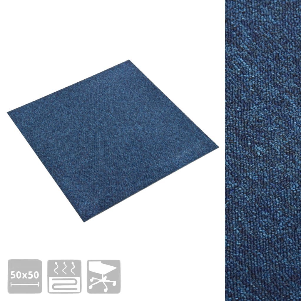 vidaXL Μοκέτα Πλακάκι 20 τεμ. Σκούρο Μπλε 5 μ² 50x50 εκ.