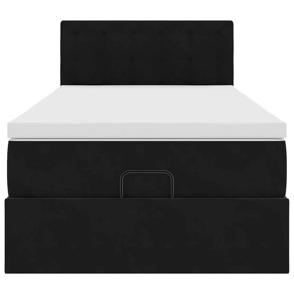 vidaXL Οθωμανικό κρεβάτι με στρώμα Μαύρο 80x200cm Velvet