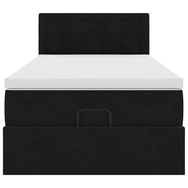 vidaXL Οθωμανικό κρεβάτι με στρώμα Μαύρο 80x200cm Velvet