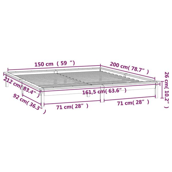 vidaXL Πλαίσιο Κρεβατιού με LED 150 x 200 εκ. King Size Μασίφ Ξύλο
