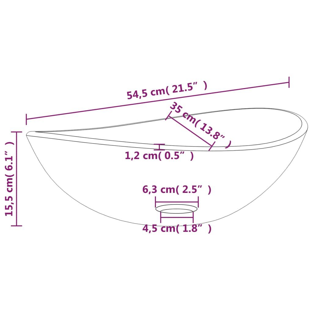 vidaXL Νιπτήρας Μαύρος 54,5 x 35 x 15,5 εκ.