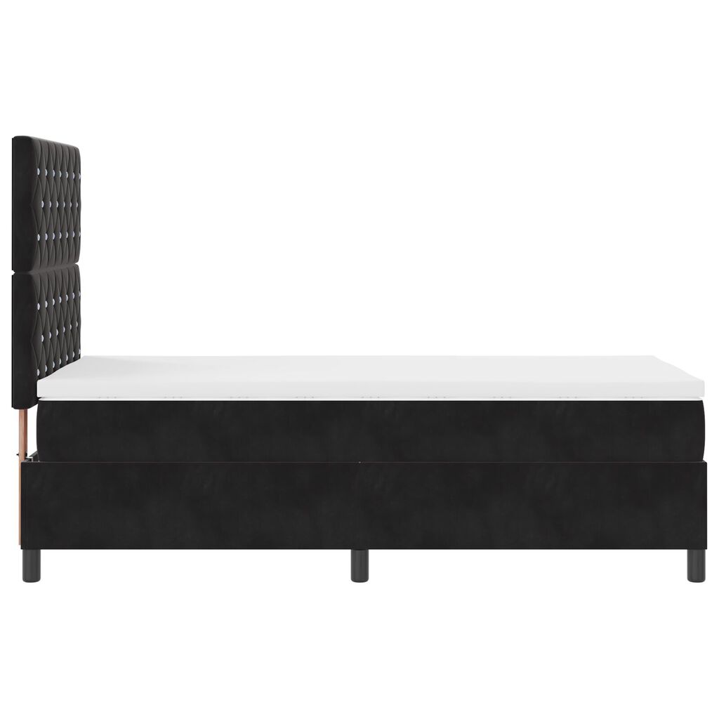 vidaXL Κρεβάτι Box Spring με Στρώμα & LED Μαύρο 100x200 εκ. Βελούδο