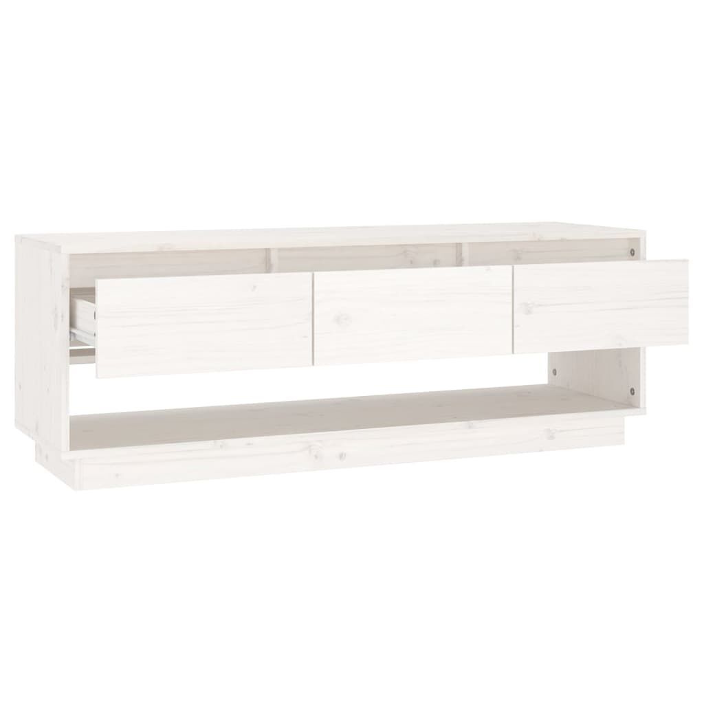 vidaXL Έπιπλο Τηλεόρασης Λευκό 110,5x34x40 εκ. από Μασίφ Ξύλο Πεύκου