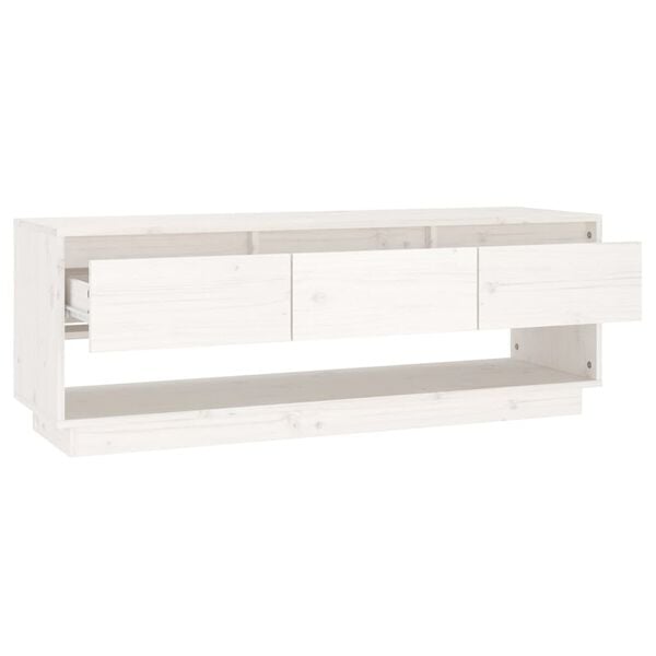 vidaXL Έπιπλο Τηλεόρασης Λευκό 110,5x34x40 εκ. από Μασίφ Ξύλο Πεύκου