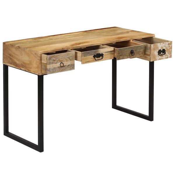 vidaXL Γραφείο 117 x 50 x 76 εκ. από Μασίφ Ξύλο Μάνγκο & Γνήσιο Δέρμα