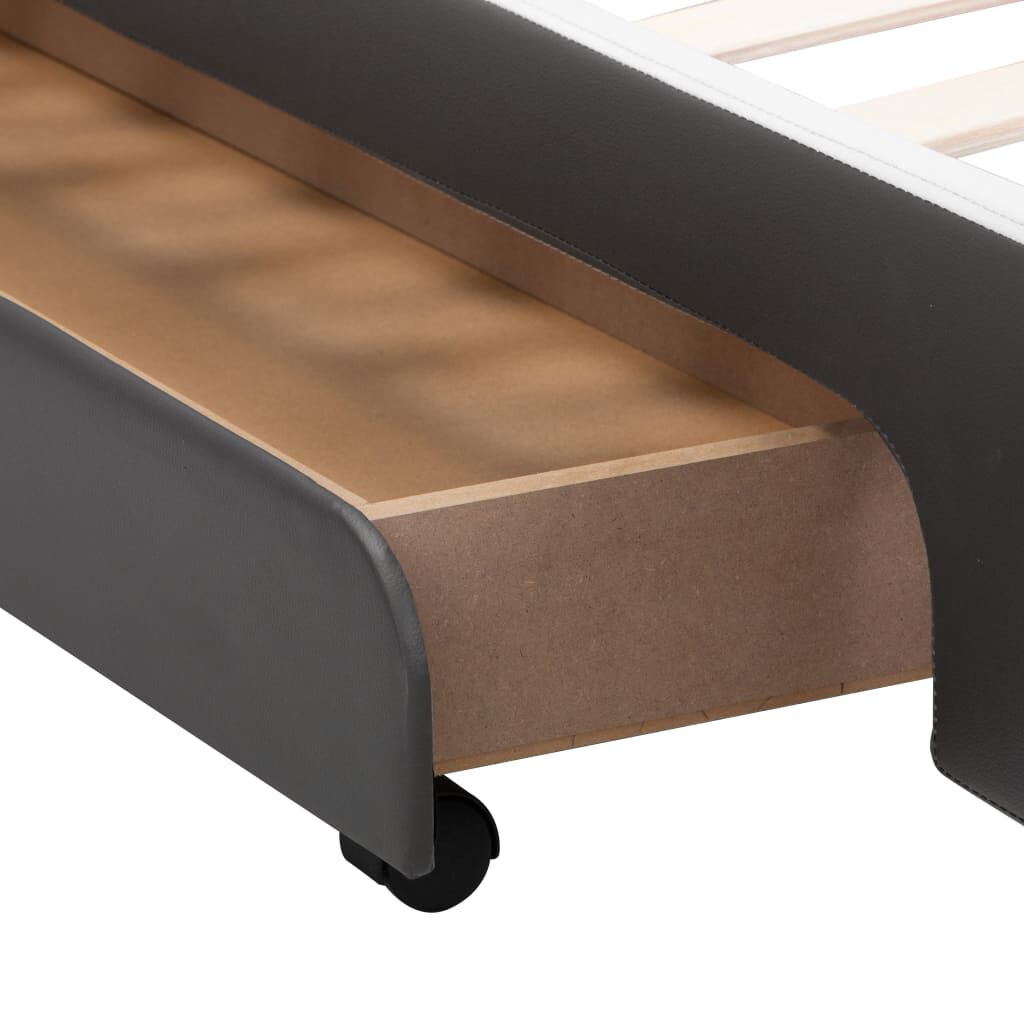 vidaXL Πλαίσιο Κρεβατιού με LED Ανθρακί 90 x 200 εκ. Συνθετικό Δέρμα