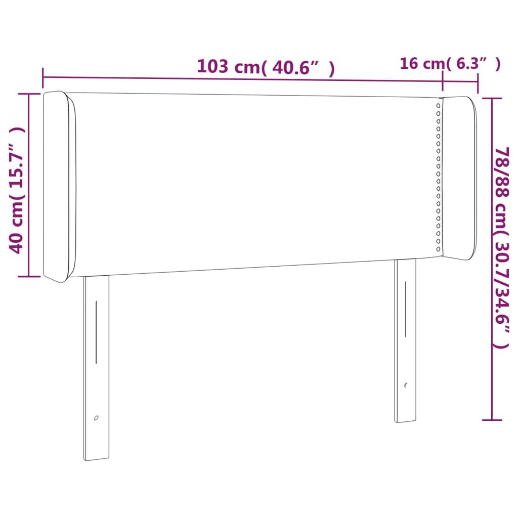 vidaXL Κεφαλάρι Κρεβατιού LED Κρεμ 103x16x78/88εκ. από Συνθετικό Δέρμα
