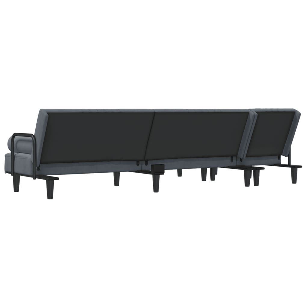 vidaXL Καναπές Κρεβάτι Γωνιακός Σκ. Γκρι 260 x 140 x 70 εκ. Βελούδινος