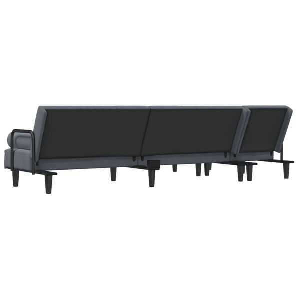 vidaXL Καναπές Κρεβάτι Γωνιακός Σκ. Γκρι 260 x 140 x 70 εκ. Βελούδινος