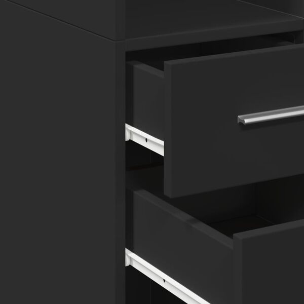 vidaXL Ντουλάπι Αποθήκευσης Στενό Μαύρο 45x42,5x225 εκ. Επεξεργ. Ξύλο