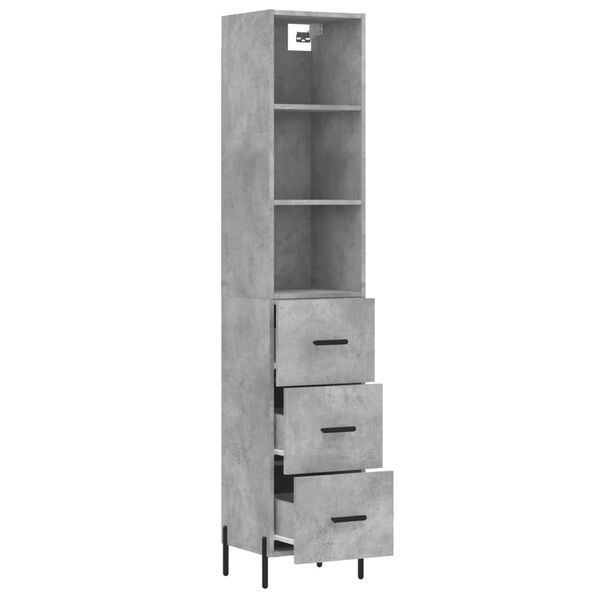 vidaXL Ντουλάπι Γκρι Σκυροδέματος 34,5x34x180 εκ. Επεξεργασμένο Ξύλο