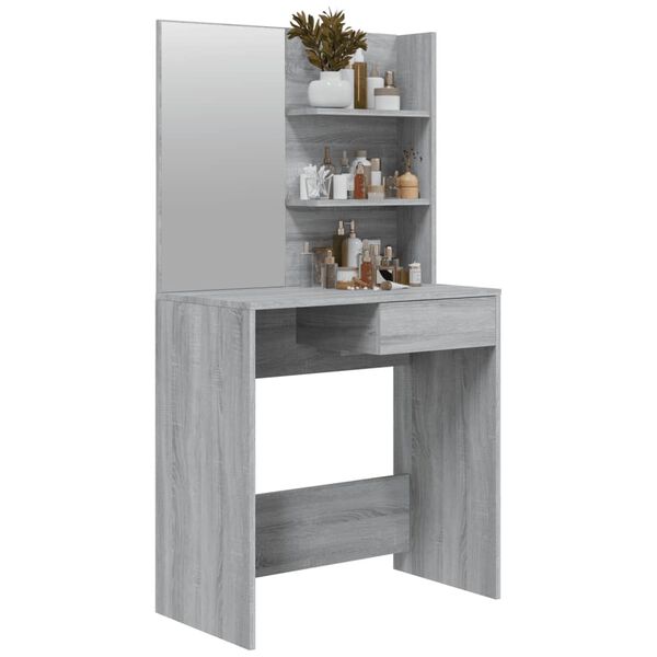 vidaXL Μπουντουάρ με Καθρέφτη Γκρι Sonoma 74,5x40x141 εκ.