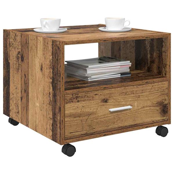 vidaXL Τραπεζάκι σαλονιού with Drawer Παλαιό ξύλο 55 x 55 x 45 cm