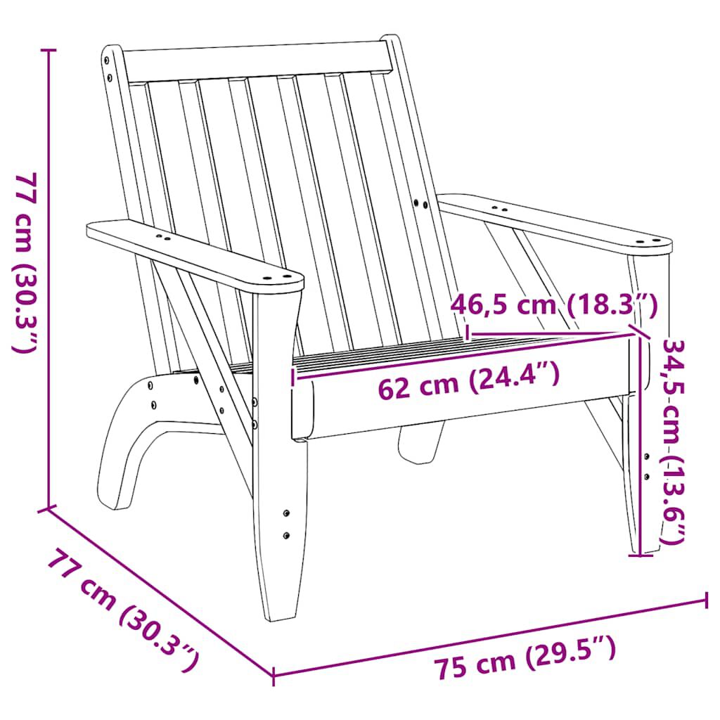 vidaXL Καρέκλα κήπου Adirondack 75x77x77 cm Εμποτισμένο ξύλο πεύκο