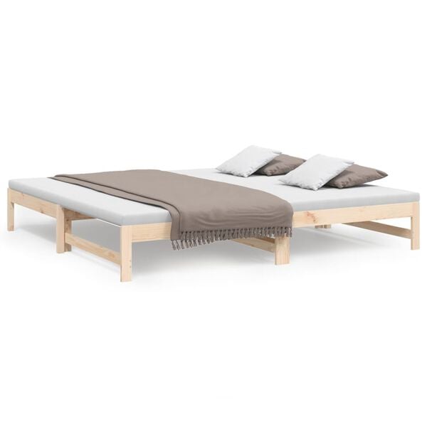 vidaXL Καναπές Κρεβάτι Συρόμενος 2x(90x200) εκ. από Μασίφ Ξύλο Πεύκου