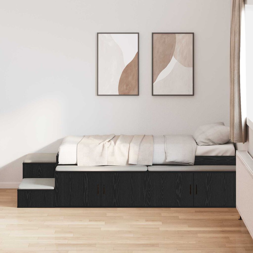 vidaXL Κρεβάτι Αποθήκευσης Μαύρο Καφέ 90x200 cm