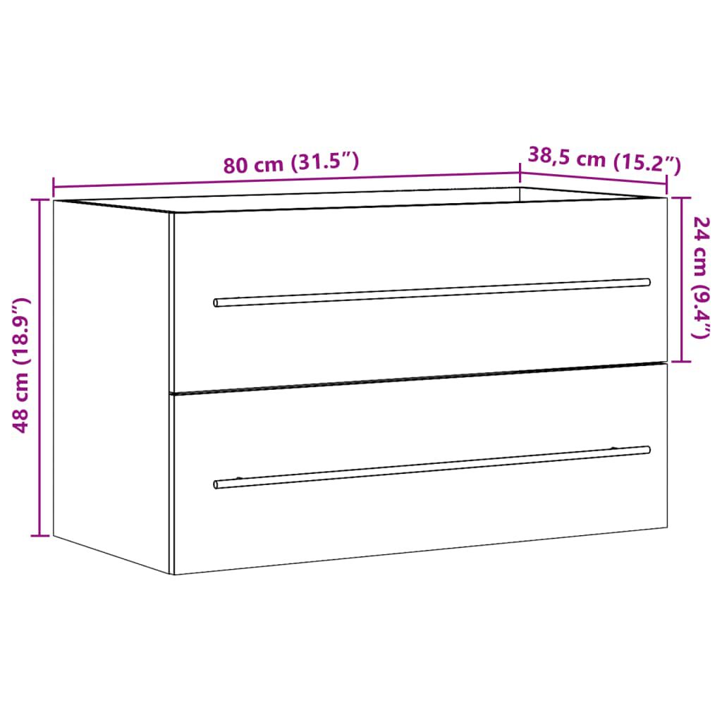 vidaXL Ντουλάπι Νιπτήρα Αρτισιανή Δρυς 80x38,5x48εκ Επεξεργασμένο Ξύλο