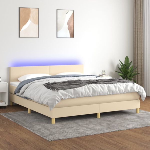 vidaXL &Kappa;&rho;&epsilon;&beta;ά&tau;&iota; Boxspring &mu;&epsilon; &Sigma;&tau;&rho;ώ&mu;&alpha; & LED &Kappa;&rho;&epsilon;&mu; 180x200 &epsilon;&kappa;. &Upsilon;&phi;&alpha;&sigma;&mu;ά&tau;&iota;&nu;&omicron;