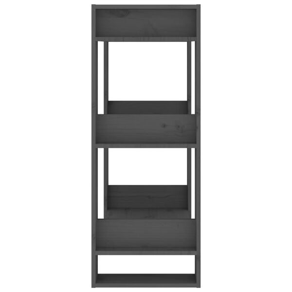 vidaXL Βιβλιοθήκη/Διαχωριστικό Χώρου Γκρι 60x35x91 εκ. Μασίφ Πεύκο