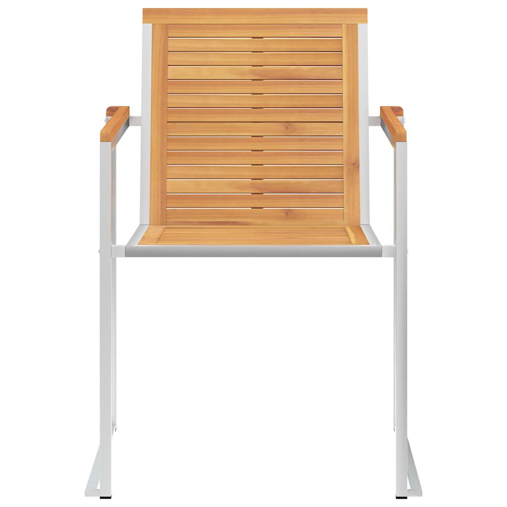vidaXL Καρέκλες Κήπου 2 τεμ. από Μασίφ Ξύλο Teak/Ατσάλι με Μαξιλάρια