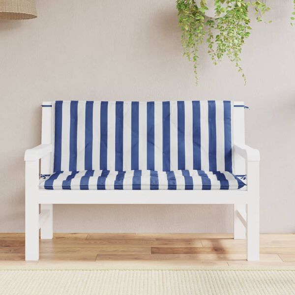 vidaXL Μαξιλάρια Πάγκου 2 τεμ. Μπλε & Λευκό Ριγέ 120x50x7εκ Υφασμάτινα