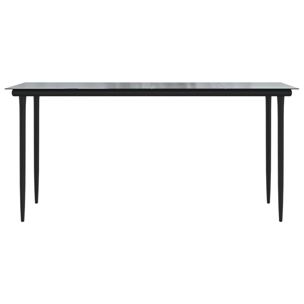 vidaXL Τραπεζαρία Κήπου Μαύρη 160 x 80 x 74 εκ. Ατσάλι / Ψημένο Γυαλί