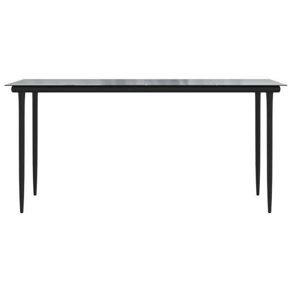 vidaXL Τραπεζαρία Κήπου Μαύρη 160 x 80 x 74 εκ. Ατσάλι / Ψημένο Γυαλί