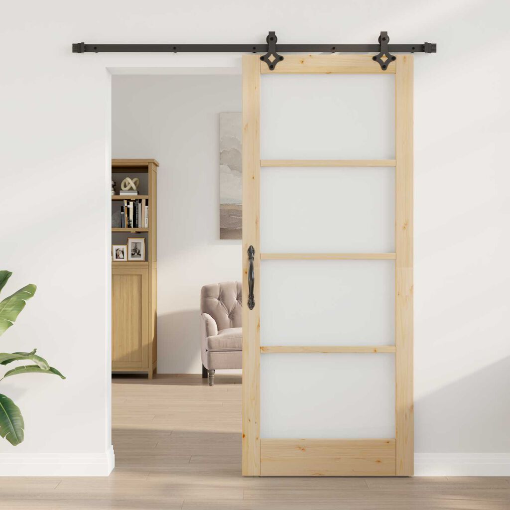 vidaXL Συρόμενη Πόρτα ORKDAL Καφέ 86 x 211 cm Ξύλο και μέταλλο