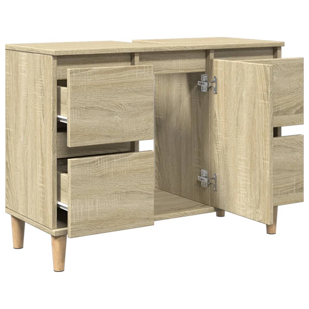 vidaXL Ντουλάπι Νιπτήρα Sonoma Δρυς 80x33x60 εκ. Επεξεργασμένο Ξύλο