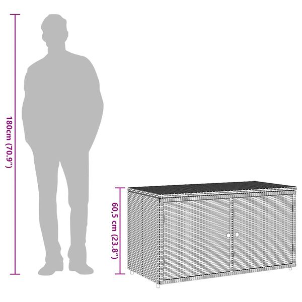 vidaXL Ντουλάπι Αποθήκευσης Κήπου Μαύρο 110x55,5x60,5 εκ. Συνθ. Ρατάν