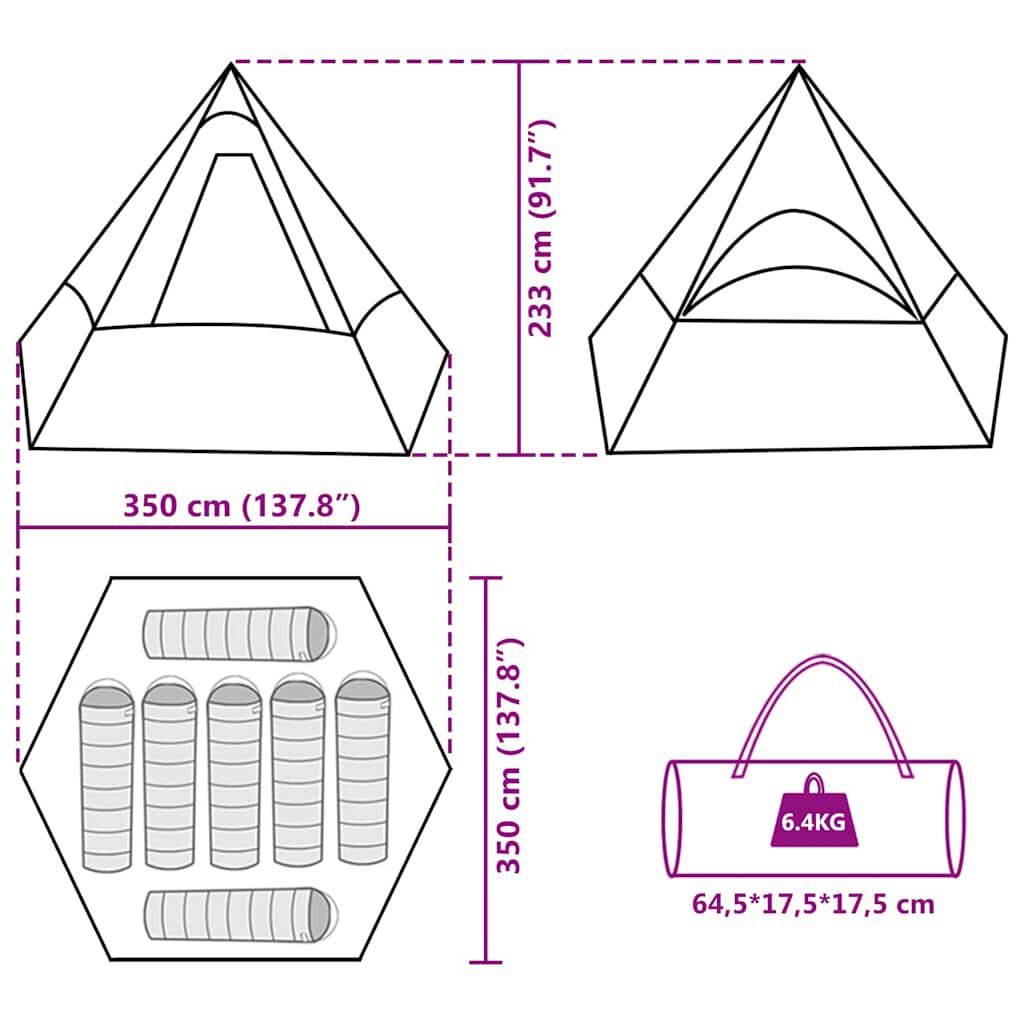 vidaXL Σκηνή Κάμπινγκ Tipi 7 Ατόμων Αδιάβροχη Πράσινη