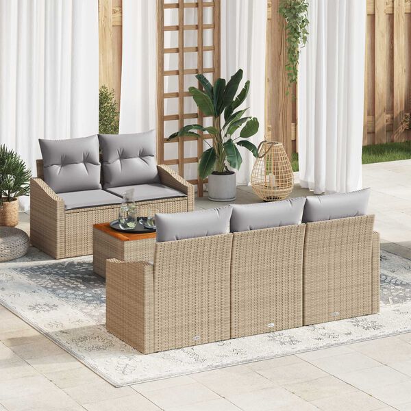 vidaXL Σετ Καναπέ Κήπου 6 pcs μπεζ και ανοιχτό γκρι