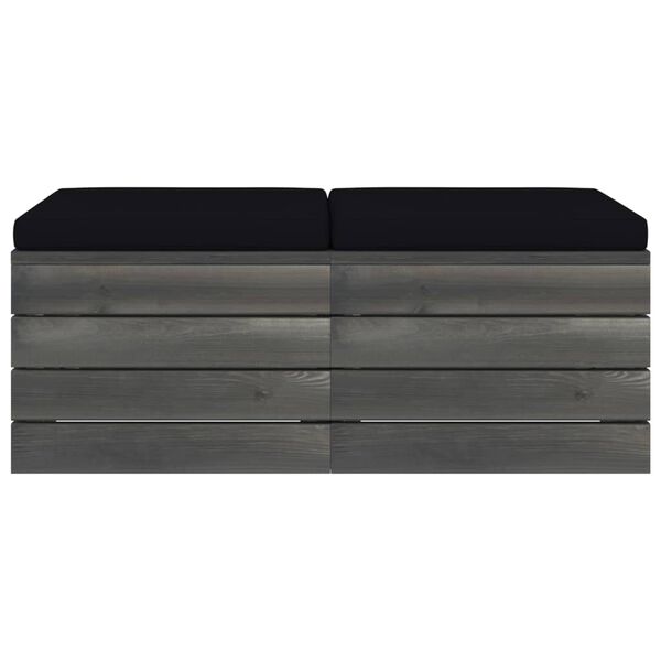 vidaXL Κάθισμα Κήπου από Παλέτες 2 τεμ. Μασίφ Ξύλο Πεύκου με Μαξιλάρια