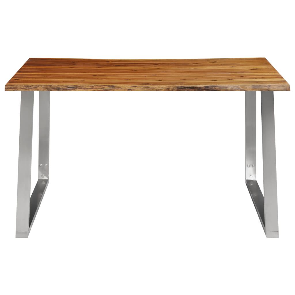 vidaXL Τραπεζαρία 140x80x75 εκ. Μασίφ Ξύλο Ακακίας / Ανοξείδωτο Ατσάλι