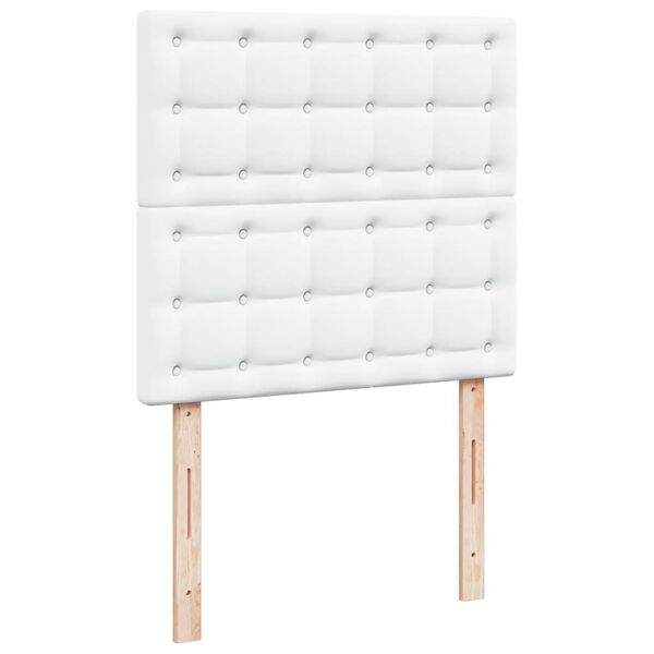 vidaXL Κρεβάτι Boxspring με Στρώμα Λευκό 90x200εκ. από Συνθετικό Δέρμα