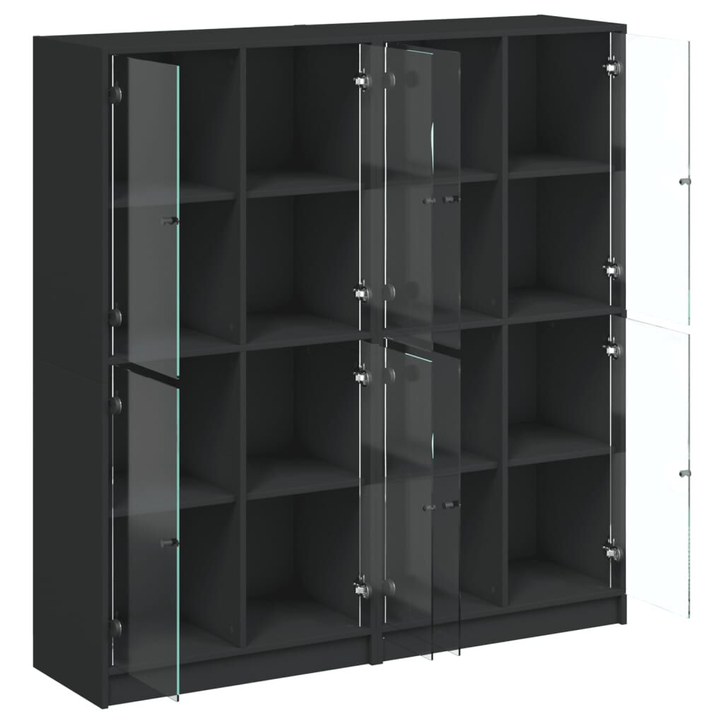vidaXL Βιβλιοθήκη με Πόρτες Μαύρη 136x37x142 εκ. Επεξ. Ξύλο