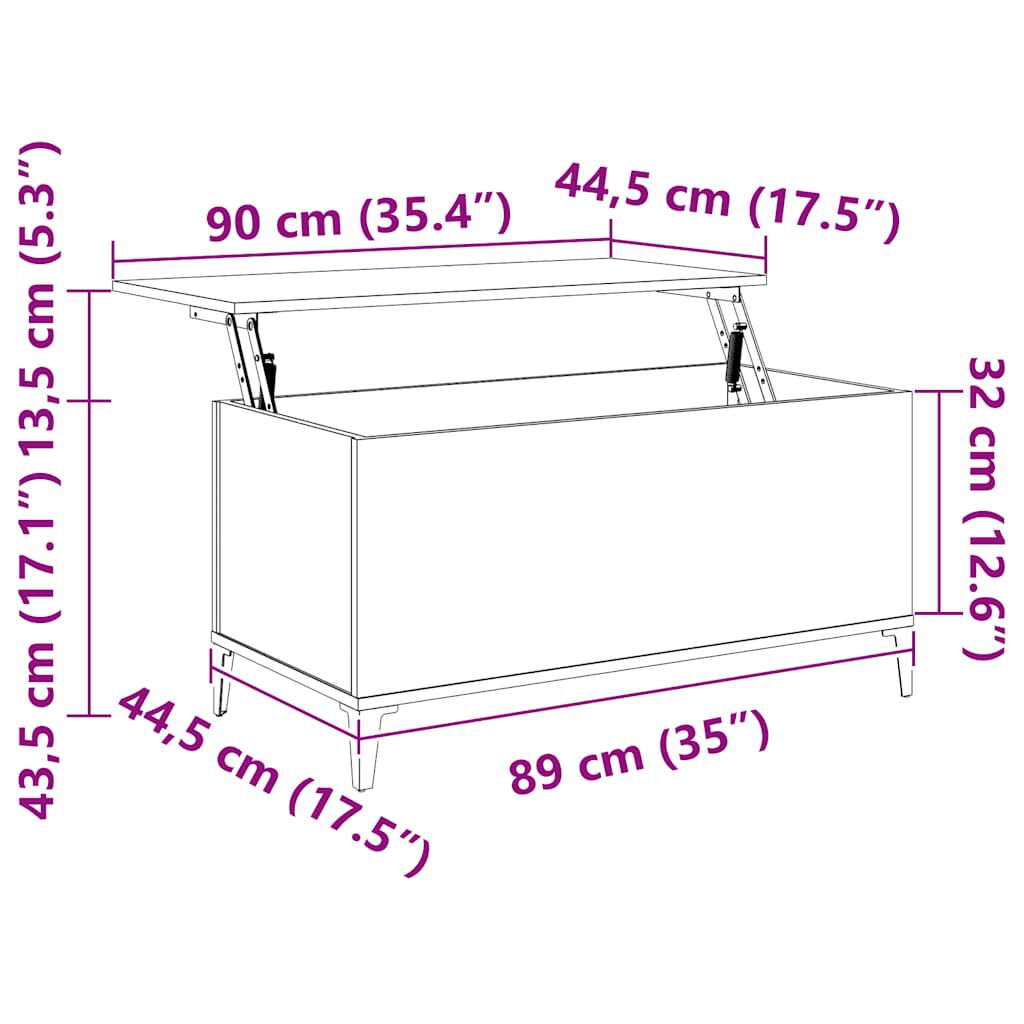 vidaXL Τραπεζάκι Σαλονιού Καφέ Δρυς 90x44,5x45 εκ. Επεξεργασμένο Ξύλο