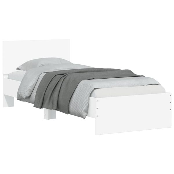 vidaXL Πλαίσιο Κρεβατιού με Κεφαλάρι/LED Λευκό 90 x 190 εκ.