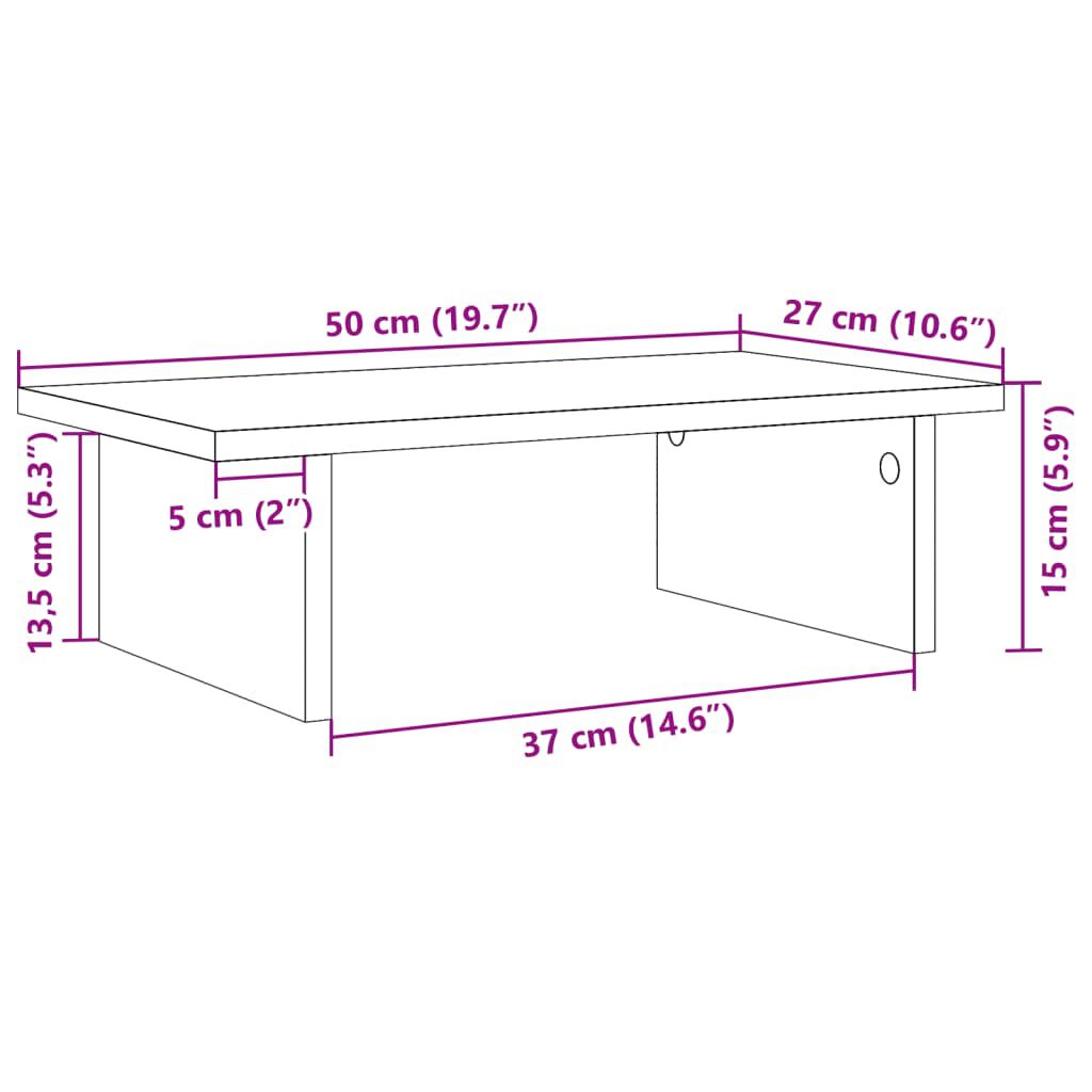vidaXL Βάση Οθόνης Γκρι Sonoma 50x27x15 εκ. από Επεξεργασμένο Ξύλο