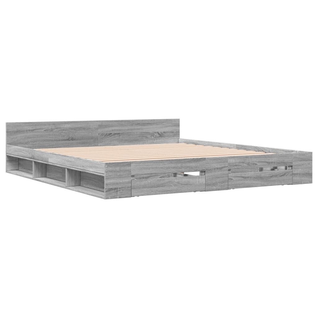 vidaXL Πλαίσιο Κρεβατιού με συρτάρια Γκρι sonoma 200x200εκ. Επεξ. Ξύλο
