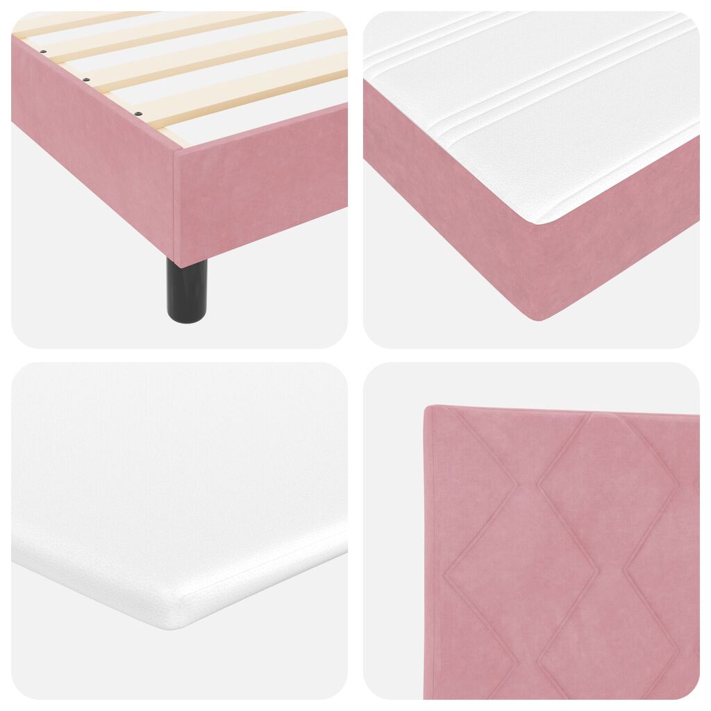 vidaXL Κρεβάτι Box Spring με Στρώμα Ροζ 140x200 εκ Βελούδο