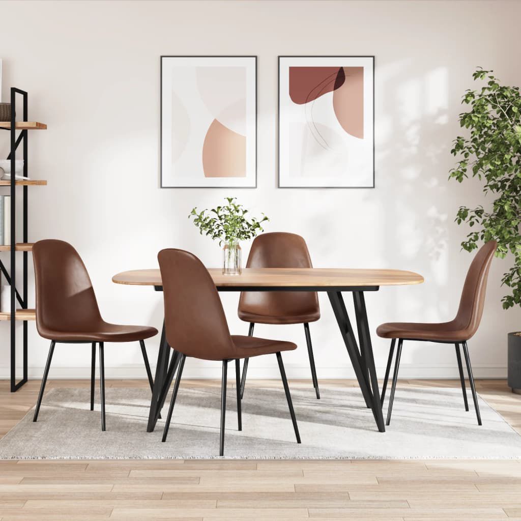 vidaXL Καρέκλες Τραπεζαρίας 4 τεμ. Γυαλ. Καφέ 43,5x53,5x84εκ Συν.Δέρμα