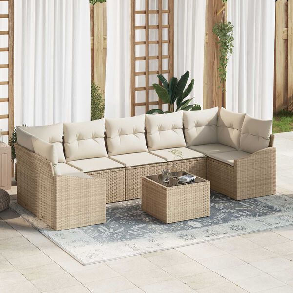 vidaXL Σετ Καναπέ Κήπου 8 pcs Μπεζ και Κρέμα 55 x 55 x 37 εκ